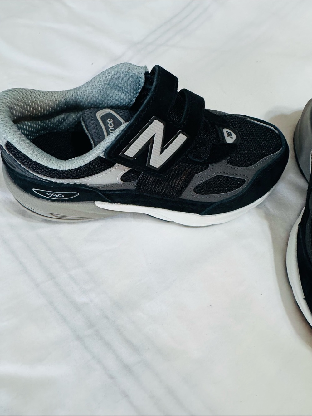 New Balance Kids Black and Gray Hook-and-Loop Sneakers